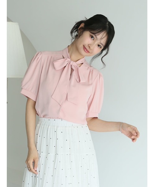 fifth(フィフス)の「ショルダーギャザーボウタイ半袖ブラウス(シャツ/ブラウス・レディース・ピンク/ホワイト・M)」の13枚目の写真