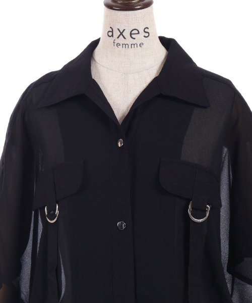 axes femme(アクシーズファム)の「シアー切替ブラウス(シャツ/ブラウス・レディース・ブラック/ネイビー・FREE)」の18枚目の写真