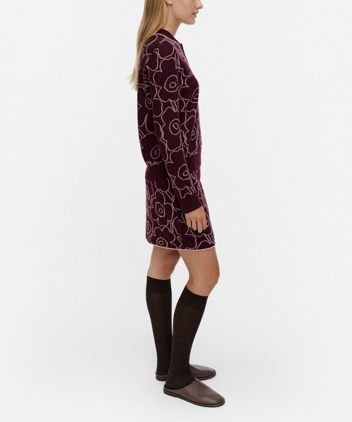 marimekko(マリメッコ)の「Liikkua Piirto Unikko / knitted sweater(ニット/セーター・レディース・ダークパープル・LARGE/MEDIUM/X-SMALL/SMALL)」の2枚目の写真