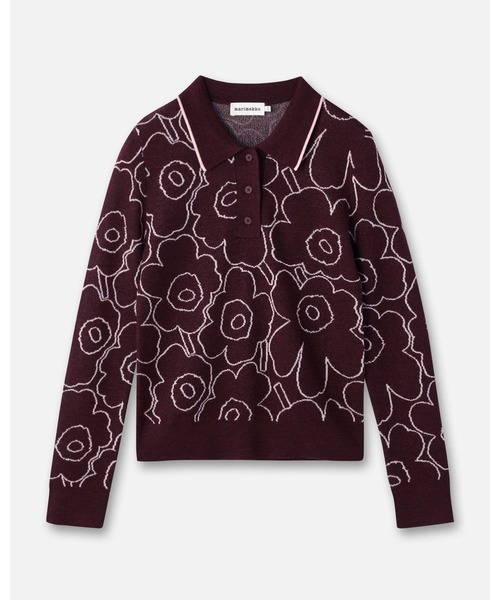 marimekko(マリメッコ)の「Liikkua Piirto Unikko / knitted sweater(ニット/セーター・レディース・ダークパープル・LARGE/MEDIUM/X-SMALL/SMALL)」の5枚目の写真