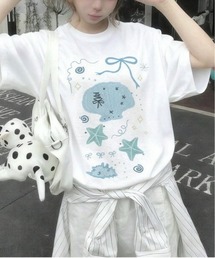 韓国風 シェル柄 半袖Tシャツ