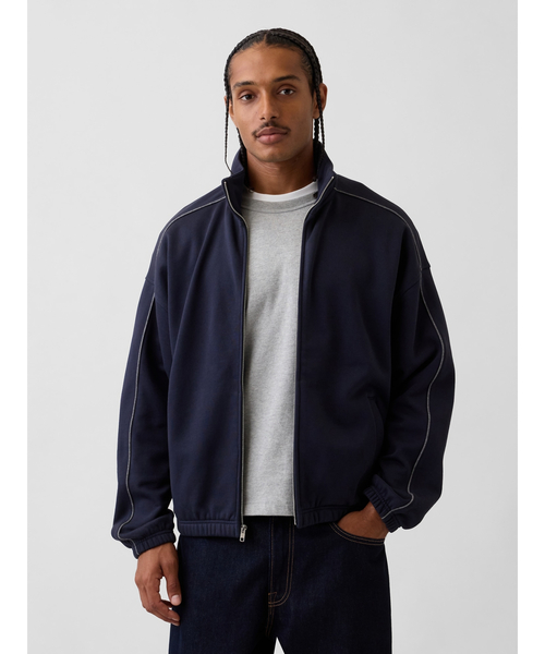GAP(ギャップ)の「ヘビーウェイト オーバーサイズ ジップアップジャケット(スウェット・メンズ・チャコールグレー/ネイビー・XS/S/M/L/XL)」の1枚目の写真
