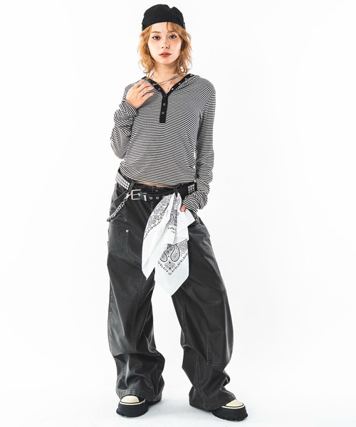SHORT ROUND（ショートラウンド）の「SHORT ROUND/【26年秋冬新作】PUダブルニーパンツ（その他パンツ・メンズ・ブラック系その他・LARGE/MEDIUM）」の5枚目の写真