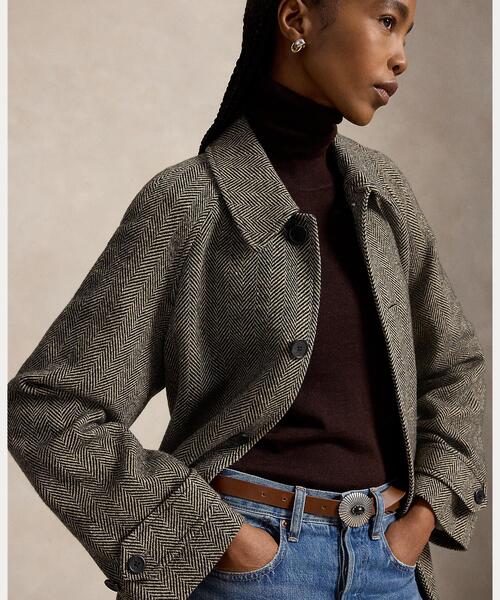 POLO RALPH LAUREN（ポロ ラルフ ローレン）の「ウールブレンド ヘリンボーン バルマカーン コート（その他アウター・レディース・ブラック系1・XS/M/S）」の6枚目の写真