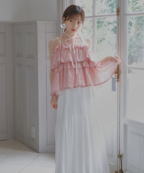 umm.clair(ウムクレール)の「Tiered lace lame bustier(その他トップス・レディース・ピンク・FREE)」の5枚目の写真