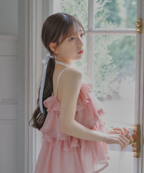 umm.clair(ウムクレール)の「Tiered lace lame bustier(その他トップス・レディース・ピンク・FREE)」の2枚目の写真