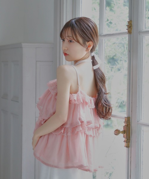umm.clair(ウムクレール)の「Tiered lace lame bustier(その他トップス・レディース・ピンク・FREE)」の3枚目の写真