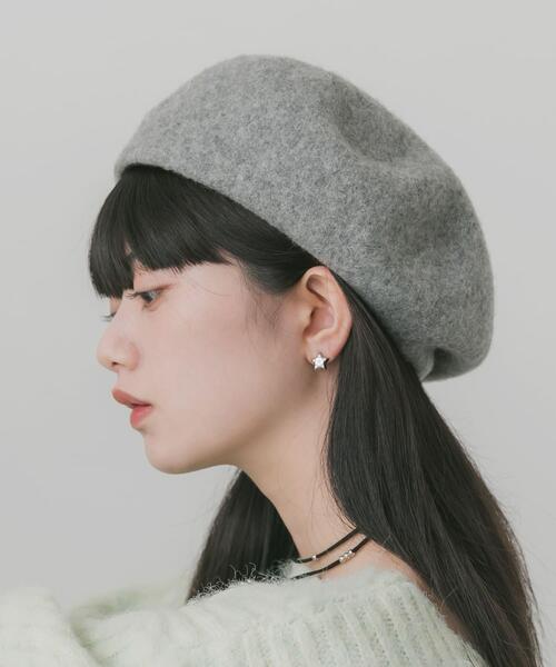 SMELLY(スメリー)の「シンプルバスクベレー(ハンチング/ベレー帽・レディース・グレー/アイボリー/ブラック・-)」の3枚目の写真