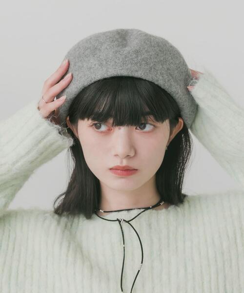 SMELLY(スメリー)の「シンプルバスクベレー(ハンチング/ベレー帽・レディース・グレー/アイボリー/ブラック・-)」の9枚目の写真