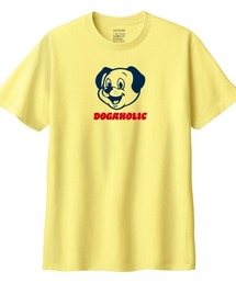 Moftique(モフティック) 半袖Tシャツ ロゴ ドッグイラスト 犬 アニマル プリント 5.6オンス トップス カットソー レディース
