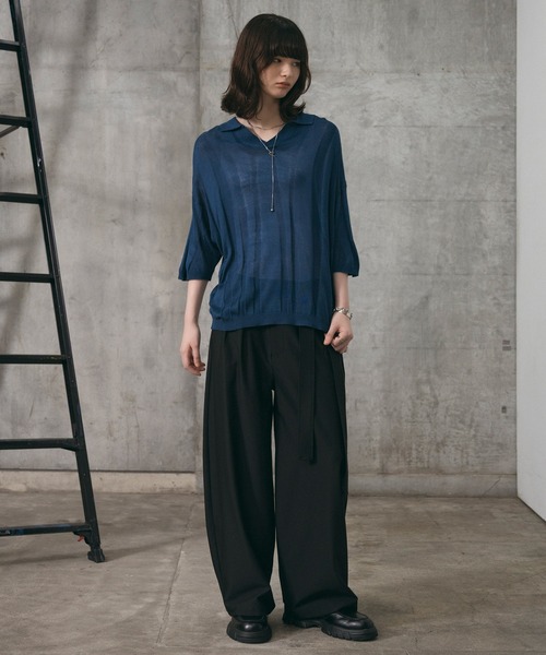 Confirm(コンファーム)の「エンボス スキッパーニットポロシャツ メンズ レディース ユニセックス(ニット/セーター・メンズ・ブラック/イエロー/ネイビー・L/M)」の12枚目の写真