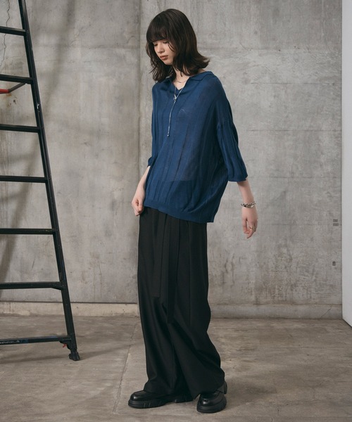 Confirm(コンファーム)の「エンボス スキッパーニットポロシャツ メンズ レディース ユニセックス(ニット/セーター・メンズ・ブラック/イエロー/ネイビー・L/M)」の13枚目の写真