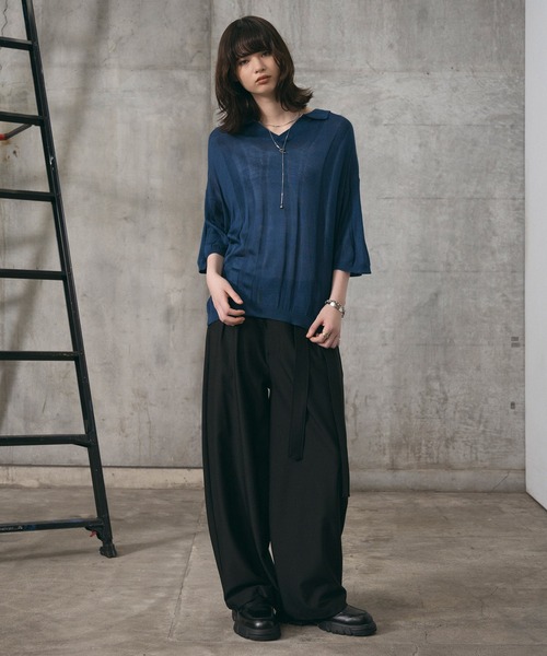 Confirm(コンファーム)の「エンボス スキッパーニットポロシャツ メンズ レディース ユニセックス(ニット/セーター・メンズ・ブラック/イエロー/ネイビー・L/M)」の11枚目の写真