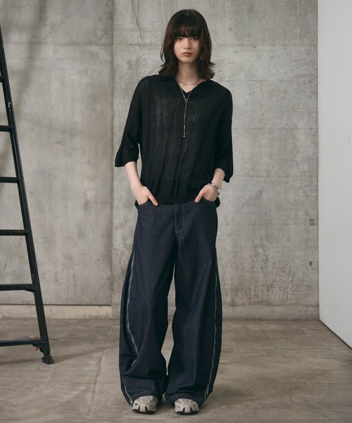 Confirm(コンファーム)の「エンボス スキッパーニットポロシャツ メンズ レディース ユニセックス(ニット/セーター・メンズ・ブラック/イエロー/ネイビー・L/M)」の21枚目の写真