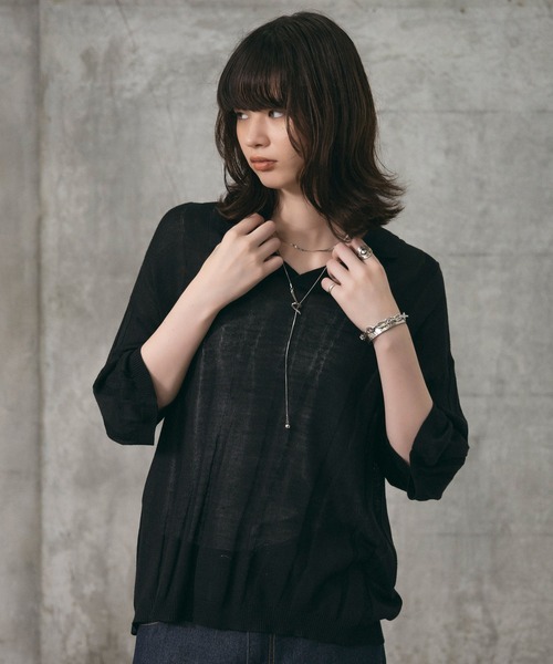 Confirm(コンファーム)の「エンボス スキッパーニットポロシャツ メンズ レディース ユニセックス(ニット/セーター・メンズ・ブラック/イエロー/ネイビー・L/M)」の16枚目の写真