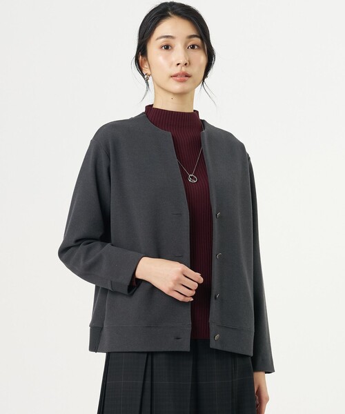 J.PRESS(ジェイプレス)の「【季節の変わり目に】キーネック ブルゾン(ブルゾン・レディース・ブラウン系/ライトグレー系/グレー系・MEDIUM/LARGE)」の2枚目の写真