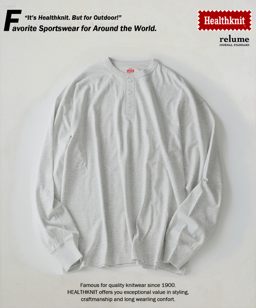 Healthknit(ヘルスニット)の「Healthknit / ヘルスニット 別注 ヘンリーネック ロンT(Tシャツ/カットソー・メンズ・ホワイト/ブラック系その他/グレー・X-LARGE/MEDIUM/SMALL/LARGE)」の3枚目の写真