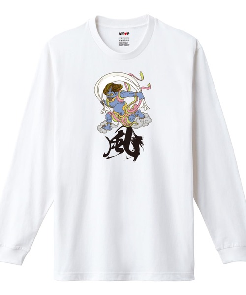 NIPOP(ニポップ)の「NIPOP(ニポップ) 長袖Tシャツ 風神 和 プリント インバウンド お土産 ロンT トップス レディース(Tシャツ/カットソー・レディース・ホワイト系1/ブラック系3/ブラック系1/ホワイト系2/ホワイト系3/ブラック系2・S/XS)」の3枚目の写真