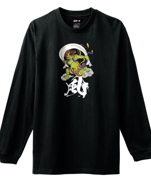 NIPOP(ニポップ)の「NIPOP(ニポップ) 長袖Tシャツ 風神 和 プリント インバウンド お土産 ロンT トップス レディース(Tシャツ/カットソー・レディース・ホワイト系1/ブラック系3/ブラック系1/ホワイト系2/ホワイト系3/ブラック系2・S/XS)」の6枚目の写真