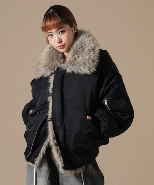 DANKE SCHON(ダンケシェーン)の「DankeSchon/ダンケシェーン/REVERSIBLE FUR COLLAR N2B(ミリタリージャケット・メンズ・ブラック/カーキ・M/L)」の8枚目の写真