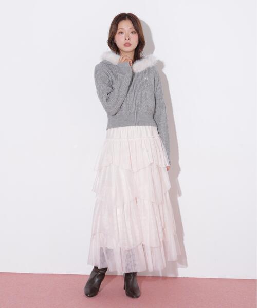 JILL by JILL STUART(ジルバイジルスチュアート)の「ボリュームティアードチュールスカート(スカート・レディース・ブラック/ホワイト/ピンク・FREE)」の3枚目の写真