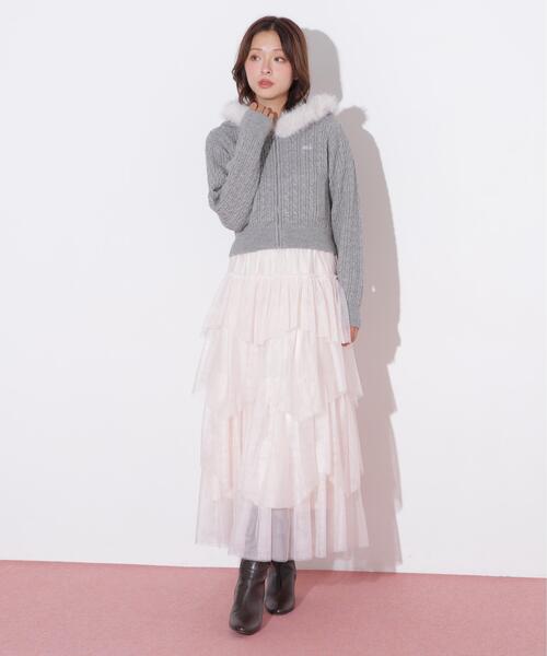 JILL by JILL STUART(ジルバイジルスチュアート)の「ボリュームティアードチュールスカート(スカート・レディース・ブラック/ホワイト/ピンク・FREE)」の17枚目の写真