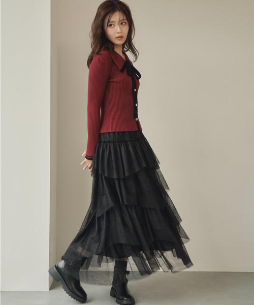 JILL by JILL STUART(ジルバイジルスチュアート)の「ボリュームティアードチュールスカート(スカート・レディース・ブラック/ホワイト/ピンク・FREE)」の6枚目の写真