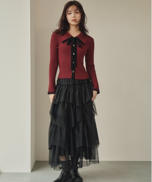 JILL by JILL STUART(ジルバイジルスチュアート)の「ボリュームティアードチュールスカート(スカート・レディース・ブラック/ホワイト/ピンク・FREE)」の7枚目の写真