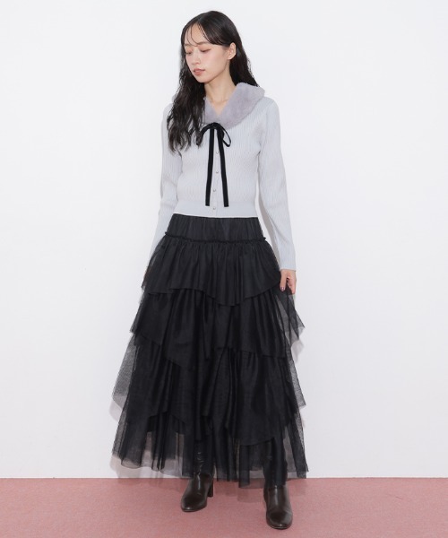 JILL by JILL STUART(ジルバイジルスチュアート)の「ボリュームティアードチュールスカート(スカート・レディース・ブラック/ホワイト/ピンク・FREE)」の9枚目の写真