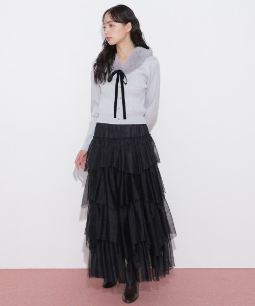 JILL by JILL STUART(ジルバイジルスチュアート)の「ボリュームティアードチュールスカート(スカート・レディース・ブラック/ホワイト/ピンク・FREE)」の10枚目の写真