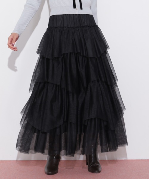 JILL by JILL STUART(ジルバイジルスチュアート)の「ボリュームティアードチュールスカート(スカート・レディース・ブラック/ホワイト/ピンク・FREE)」の11枚目の写真