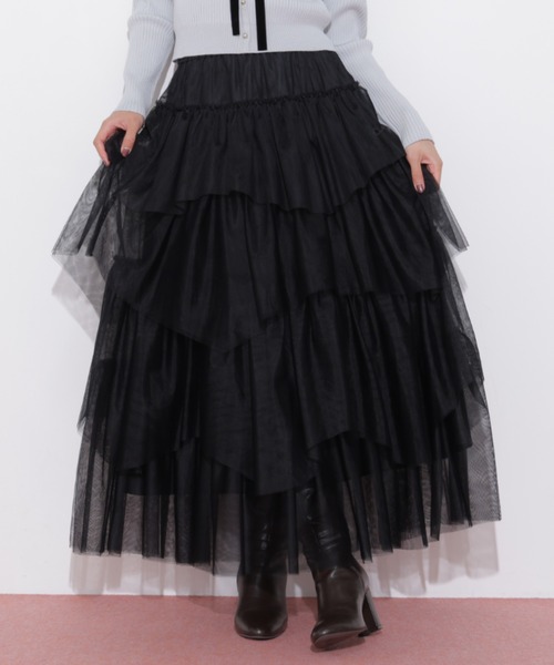 JILL by JILL STUART(ジルバイジルスチュアート)の「ボリュームティアードチュールスカート(スカート・レディース・ブラック/ホワイト/ピンク・FREE)」の12枚目の写真