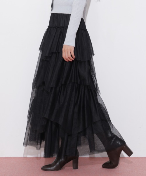 JILL by JILL STUART(ジルバイジルスチュアート)の「ボリュームティアードチュールスカート(スカート・レディース・ブラック/ホワイト/ピンク・FREE)」の13枚目の写真