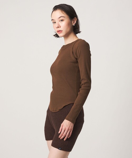 john masters UNITED ARROWS（ジョンマスターユナイテッドアローズ）の「＜john masters UNITED ARROWS＞ファブリックコスメ モイスチャーリブクルーネックロングスリーブプルオーバー（Tシャツ/カットソー・レディース・ブラウン/ブラック/ホワイト・FREE）」の6枚目の写真