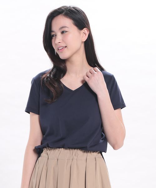 VIS（ビス）の「ＵＳＡコットンＶネックＴシャツ（Tシャツ/カットソー・レディース・ネイビー/グレー/ホワイト/ブラウン系その他/グリーン系その他・LARGE/MEDIUM）」の19枚目の写真