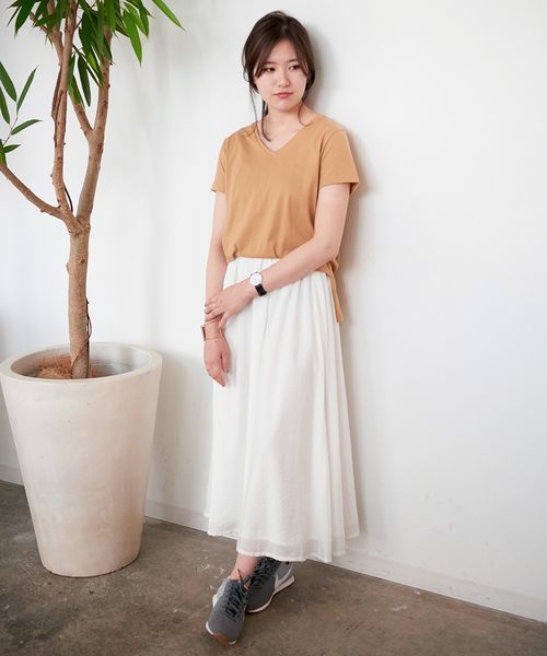 VIS（ビス）の「ＵＳＡコットンＶネックＴシャツ（Tシャツ/カットソー・レディース・ネイビー/グレー/ホワイト/ブラウン系その他/グリーン系その他・LARGE/MEDIUM）」の21枚目の写真