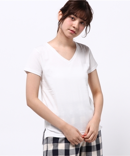 VIS（ビス）の「ＵＳＡコットンＶネックＴシャツ（Tシャツ/カットソー・レディース・ネイビー/グレー/ホワイト/ブラウン系その他/グリーン系その他・LARGE/MEDIUM）」の15枚目の写真