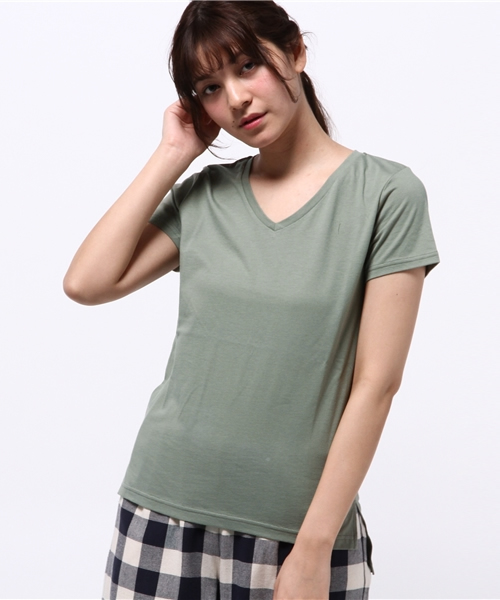 VIS（ビス）の「ＵＳＡコットンＶネックＴシャツ（Tシャツ/カットソー・レディース・ネイビー/グレー/ホワイト/ブラウン系その他/グリーン系その他・LARGE/MEDIUM）」の18枚目の写真