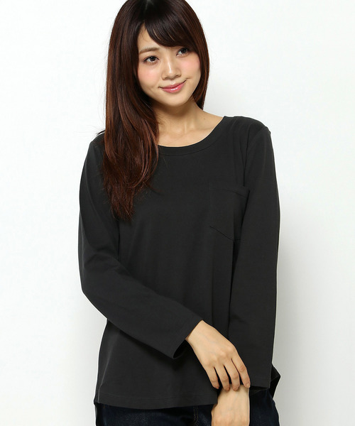 LBC(エルビーシー)の「om コットン30度詰天竺ポケT(Tシャツ/カットソー・レディース・スカイブルー/ダークグレー/オフホワイト・MEDIUM/LARGE)」の2枚目の写真