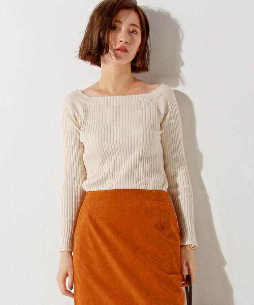 UNITED ARROWS（ユナイテッドアローズ）の「＜Marilyn Moon（マリリンムーン）＞ リブ オフショルダー ニット（ニット/セーター・レディース・ブラック/ライトグレー/ナチュラル/オレンジ系その他・フリー）」の4枚目の写真