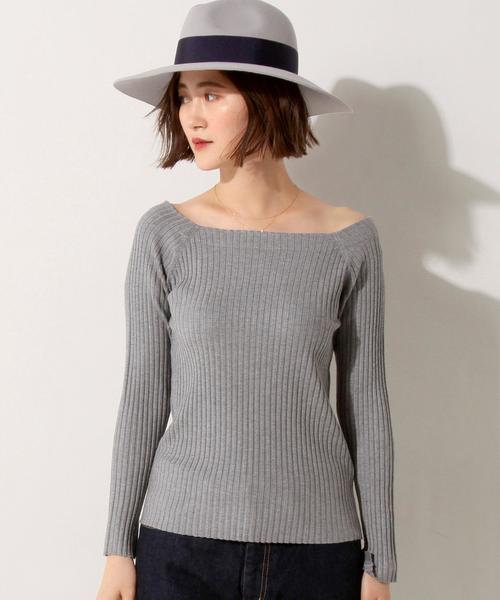 UNITED ARROWS（ユナイテッドアローズ）の「＜Marilyn Moon（マリリンムーン）＞ リブ オフショルダー ニット（ニット/セーター・レディース・ブラック/ライトグレー/ナチュラル/オレンジ系その他・フリー）」の6枚目の写真