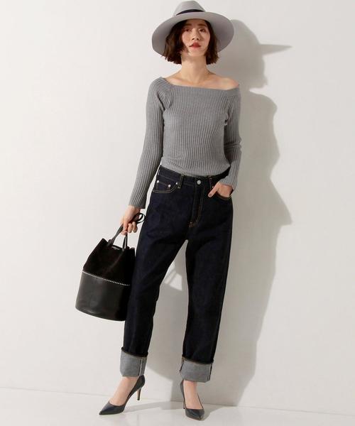 UNITED ARROWS（ユナイテッドアローズ）の「＜Marilyn Moon（マリリンムーン）＞ リブ オフショルダー ニット（ニット/セーター・レディース・ブラック/ライトグレー/ナチュラル/オレンジ系その他・フリー）」の14枚目の写真