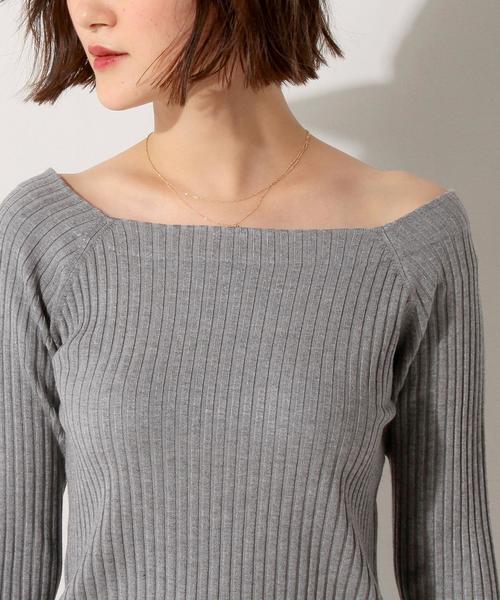 UNITED ARROWS（ユナイテッドアローズ）の「＜Marilyn Moon（マリリンムーン）＞ リブ オフショルダー ニット（ニット/セーター・レディース・ブラック/ライトグレー/ナチュラル/オレンジ系その他・フリー）」の15枚目の写真