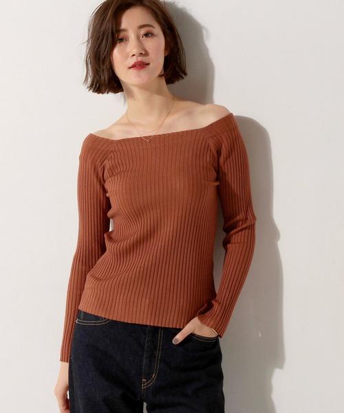 UNITED ARROWS（ユナイテッドアローズ）の「＜Marilyn Moon（マリリンムーン）＞ リブ オフショルダー ニット（ニット/セーター・レディース・ブラック/ライトグレー/ナチュラル/オレンジ系その他・フリー）」の12枚目の写真
