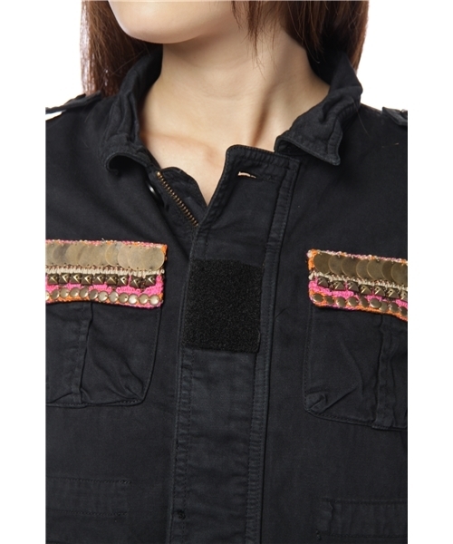 Another Edition（アナザーエディション）の「AE COIN JQD TAPE M65（ミリタリージャケット・レディース・ブラック/オリーブ/ケリー・SMALL/MEDIUM）」の8枚目の写真