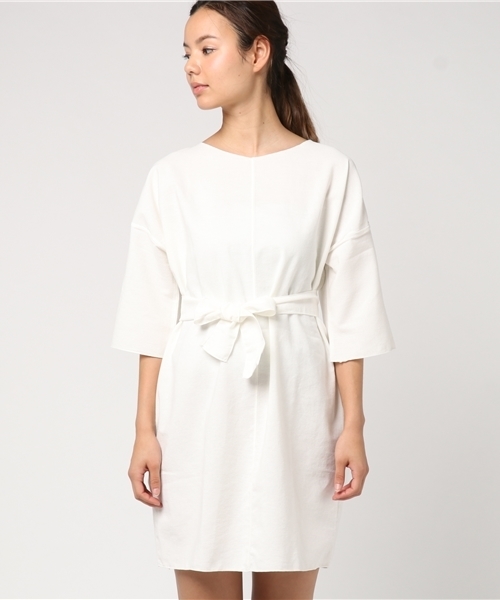 PLAIN CLOTHING(プレーンクロージング)の「ウェストベルトミニワンピース【PLAIN CLOTHING】(ワンピース・レディース・ホワイト/ネイビー・FREE)」の3枚目の写真