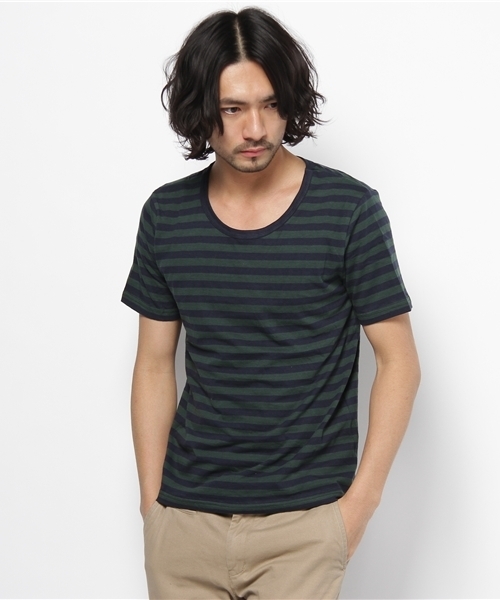 CIAOPANIC（チャオパニック）の「32ボーダーS/S（Tシャツ/カットソー・メンズ・グレー/ブラック/ネイビー/イエロー・MEDIUM/LARGE）」の3枚目の写真