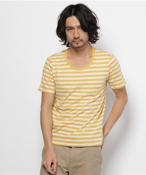 CIAOPANIC（チャオパニック）の「32ボーダーS/S（Tシャツ/カットソー・メンズ・グレー/ブラック/ネイビー/イエロー・MEDIUM/LARGE）」の4枚目の写真