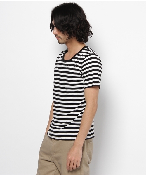 CIAOPANIC（チャオパニック）の「32ボーダーS/S（Tシャツ/カットソー・メンズ・グレー/ブラック/ネイビー/イエロー・MEDIUM/LARGE）」の5枚目の写真