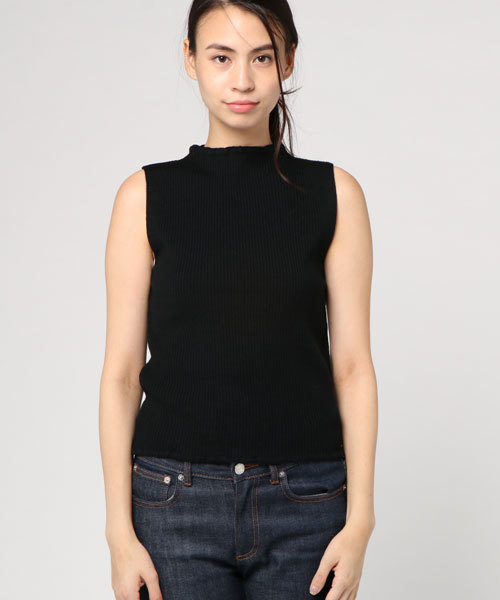 WEGO（ウィゴー）の「WEGO/フリルネックノースリーブニット（ニット/セーター・レディース・ブラック/オフホワイト/ダークグリーン/パープル/ワイン・MEDIUM/LARGE）」の6枚目の写真